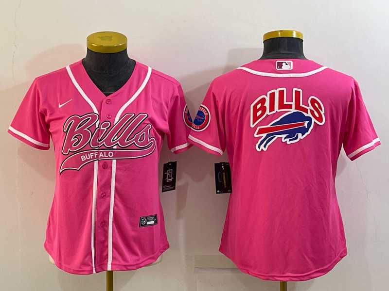 Women's Buffalo Bills Pink Team Big Logo With Patch Cool Base Stitched Baseball Jersey,We sell and wholesale Women's Buffalo Bills Pink Team Big Logo With Patch Cool Base Stitched Baseball Jersey on line form chian!